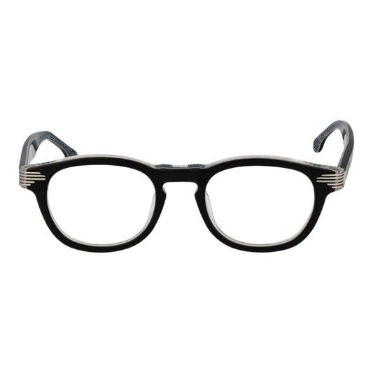 Lozza Black Unisex Glasses Frame with round full-rim metal design, black color, demo lenses, 48-21-140 size. Includes branded case.