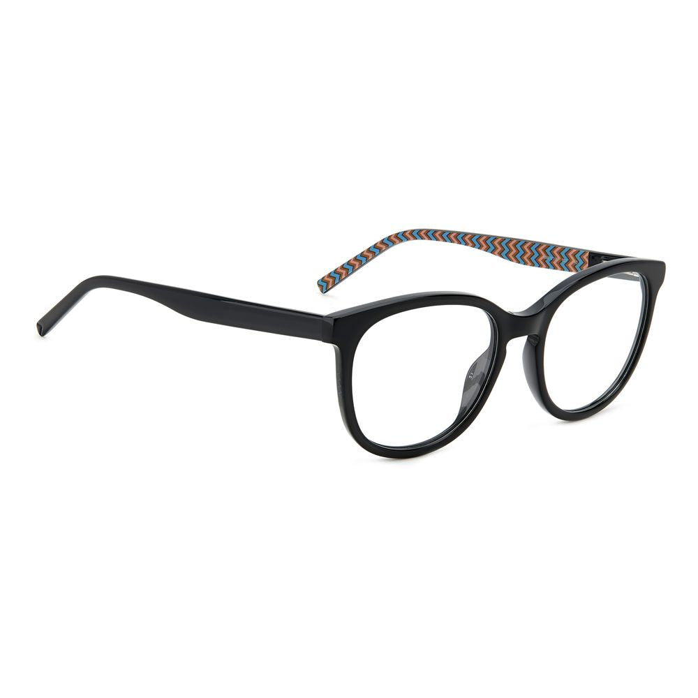 M Missoni Black Acetate Frames featuring 52/18/140mm lens, bridge, temple measurements, ideal for women looking for stylish eyewear.