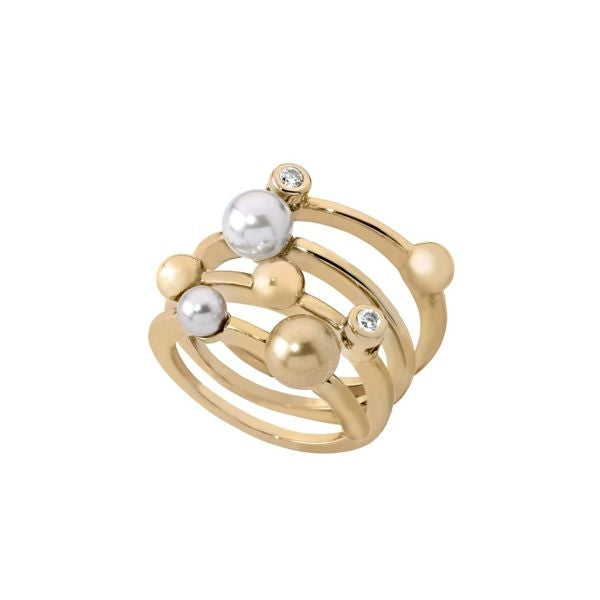 Gold ring with pearls and diamonds, MAJORICA JEWELRY Mod. 10554.34.1.917.010.1