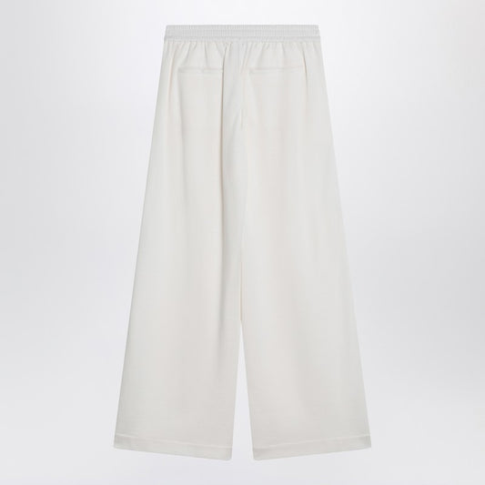 Brunello Cucinelli Wide white trousers in cotton and silk