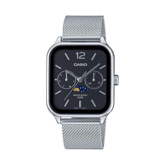 CASIO COLLECTION Mod. MOONPHASES - BLACK MESH WATCHES CASIO COLLECTION & VINTAGE Light Gray