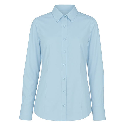 Made in Italy Blue Cotton Shirt for women with collar and button closure, 100% cotton, sky blue color by Loro Piana
