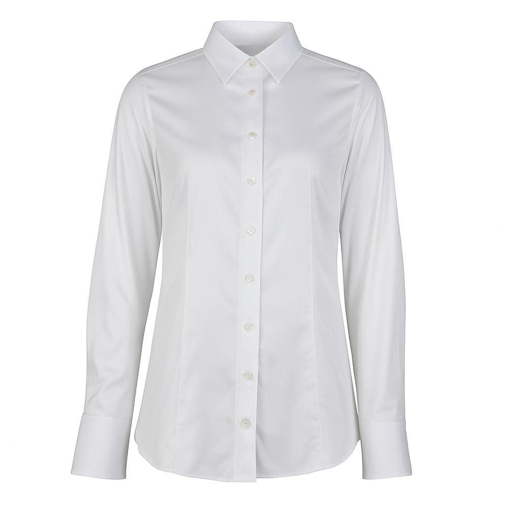 Made in Italy White Cotton Women's Shirt with classic collar and button closure, 100% cotton, crafted by Loro Piana for trendy wardrobes.