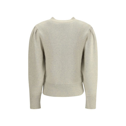Marant Etoile Cream Cotton Sweatshirt with ribbed trims and pleated shoulders, back view of the Kelaya Sweater by Isabel Marant Étoile.
