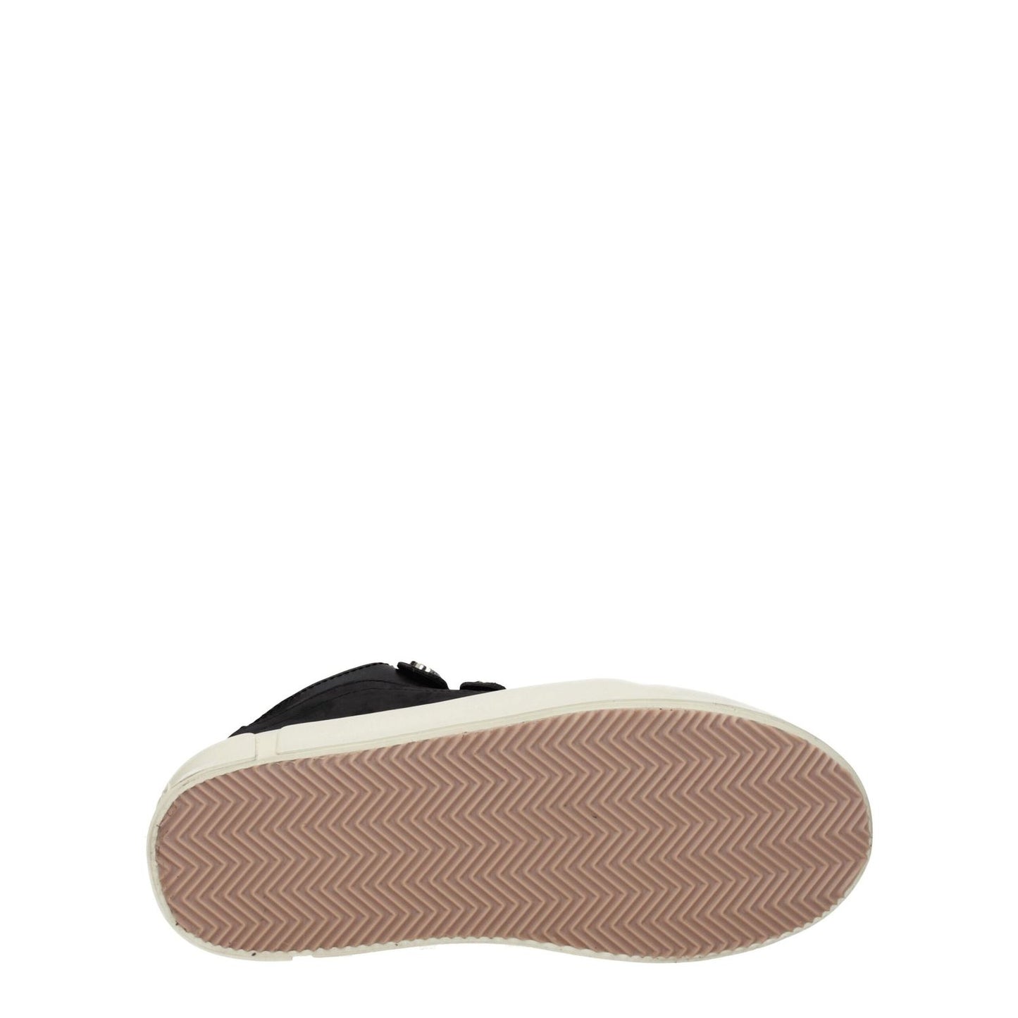 Sole view of Marcelo Burlon Black Leather Low Top Sneakers with red accents and rubber sole.