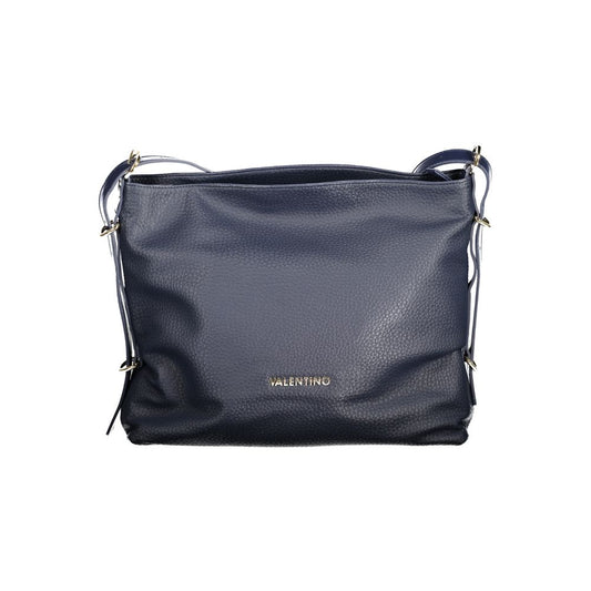 Mario Valentino Blue Polyethylene Handbag with adjustable shoulder handle, zip closure, and logo. Features two internal pockets.