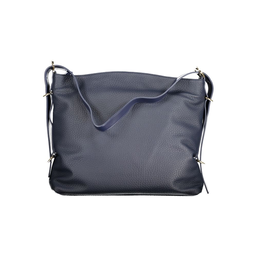 Mario Valentino Blue Polyethylene Handbag with adjustable shoulder handle, zip closure, and contrasting details.