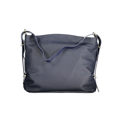 Mario Valentino Blue Polyethylene Handbag with adjustable shoulder handle, zip closure, and contrasting details.