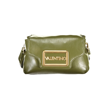 Mario Valentino Green Polyethylene Handbag with removable handle and shoulder strap, featuring logo and multiple pockets.
