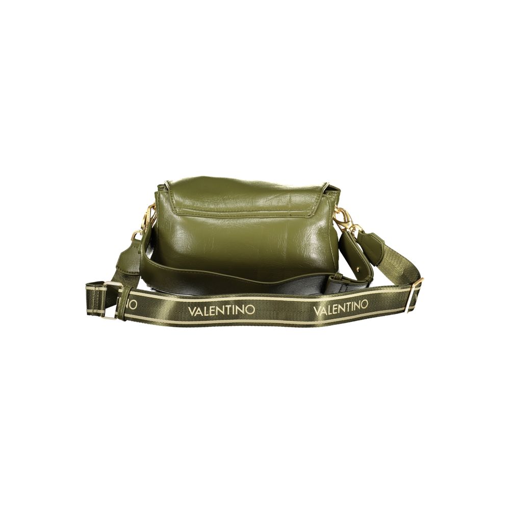 Mario Valentino Green Polyethylene Handbag with removable handle and adjustable strap, featuring compartments and logo detailing.