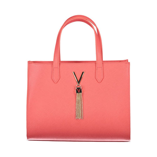 Mario Valentino Pink Polyethylene Handbag with handles and shoulder strap, featuring zip closure, logo, and internal pockets.