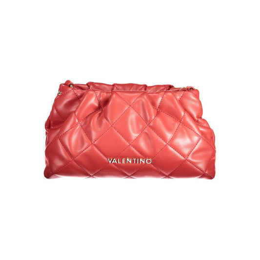 Mario Valentino Red Polyethylene Handbag with quilted texture and logo, featuring removable shoulder handle and strap for versatile styling.