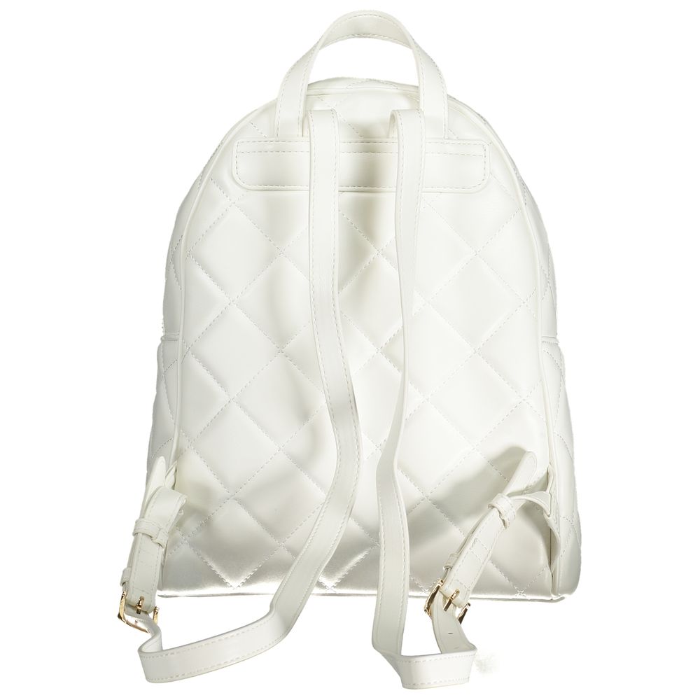 Mario Valentino White Polyethylene Backpack showing adjustable straps and handle