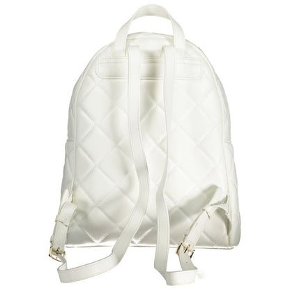 Mario Valentino White Polyethylene Backpack showing adjustable straps and handle