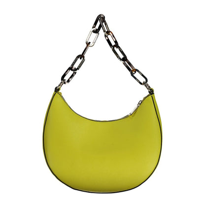 Mario Valentino Yellow Polyethylene Women Handbag with chain shoulder handle and zip closure, vibrant and chic for versatile styling.