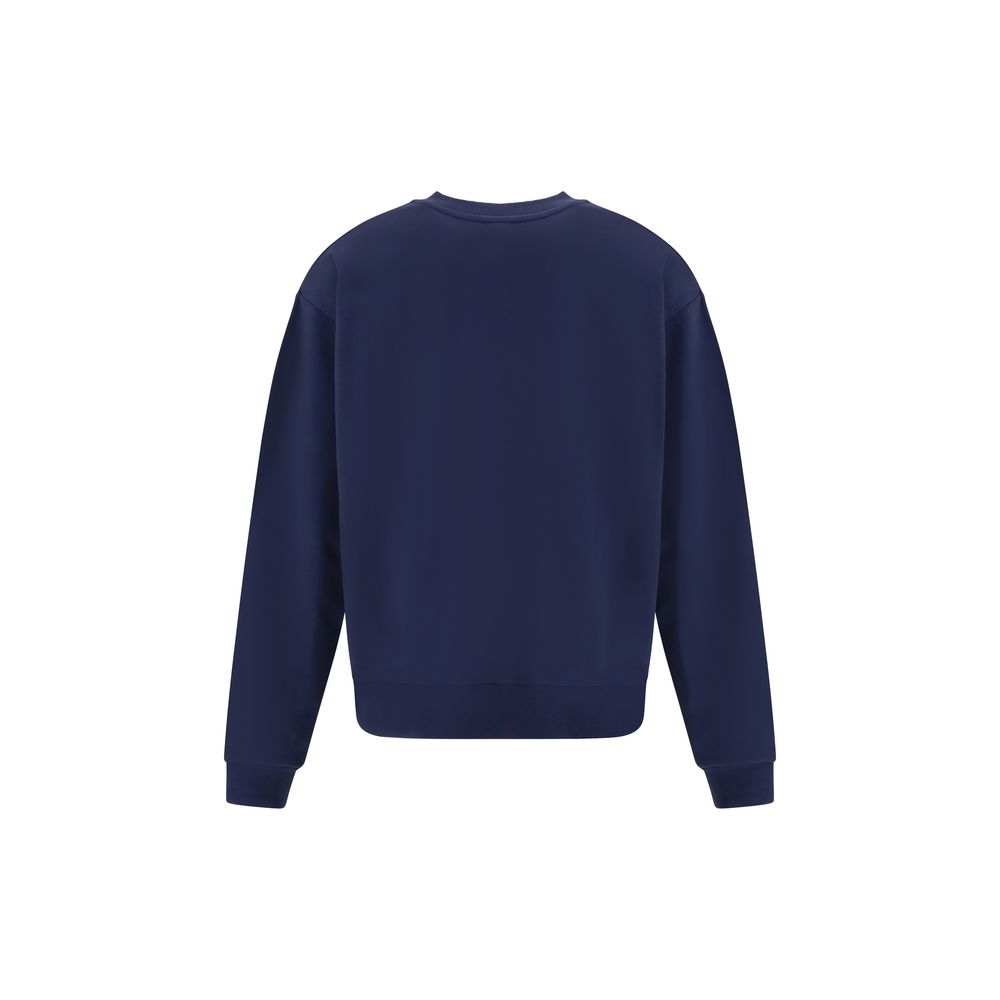 Back view of Marni Blue Cotton Sweatshirt with ribbed cuffs and hem, showcasing simple and contemporary design.