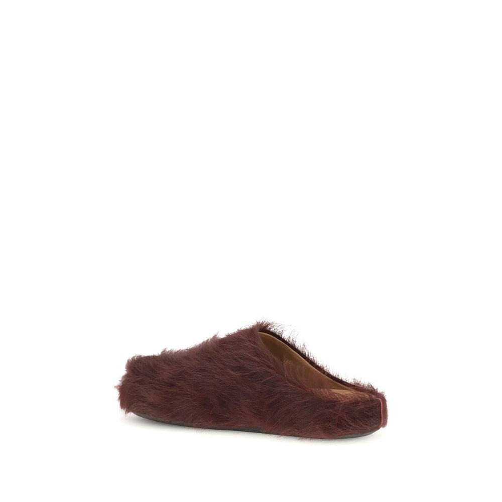 Marni Multicolor Leather Mules in long-haired calfskin with a knurled rubber sole for grip.