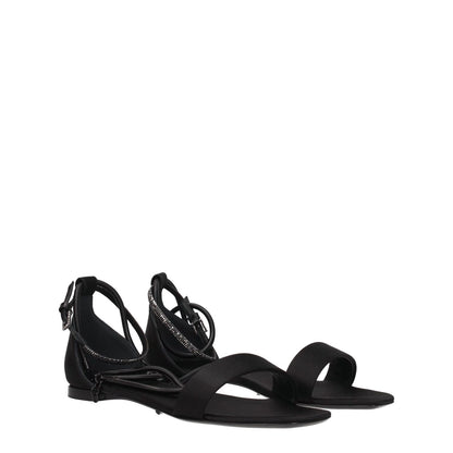 Max Mara Black Satin Flat Sandals