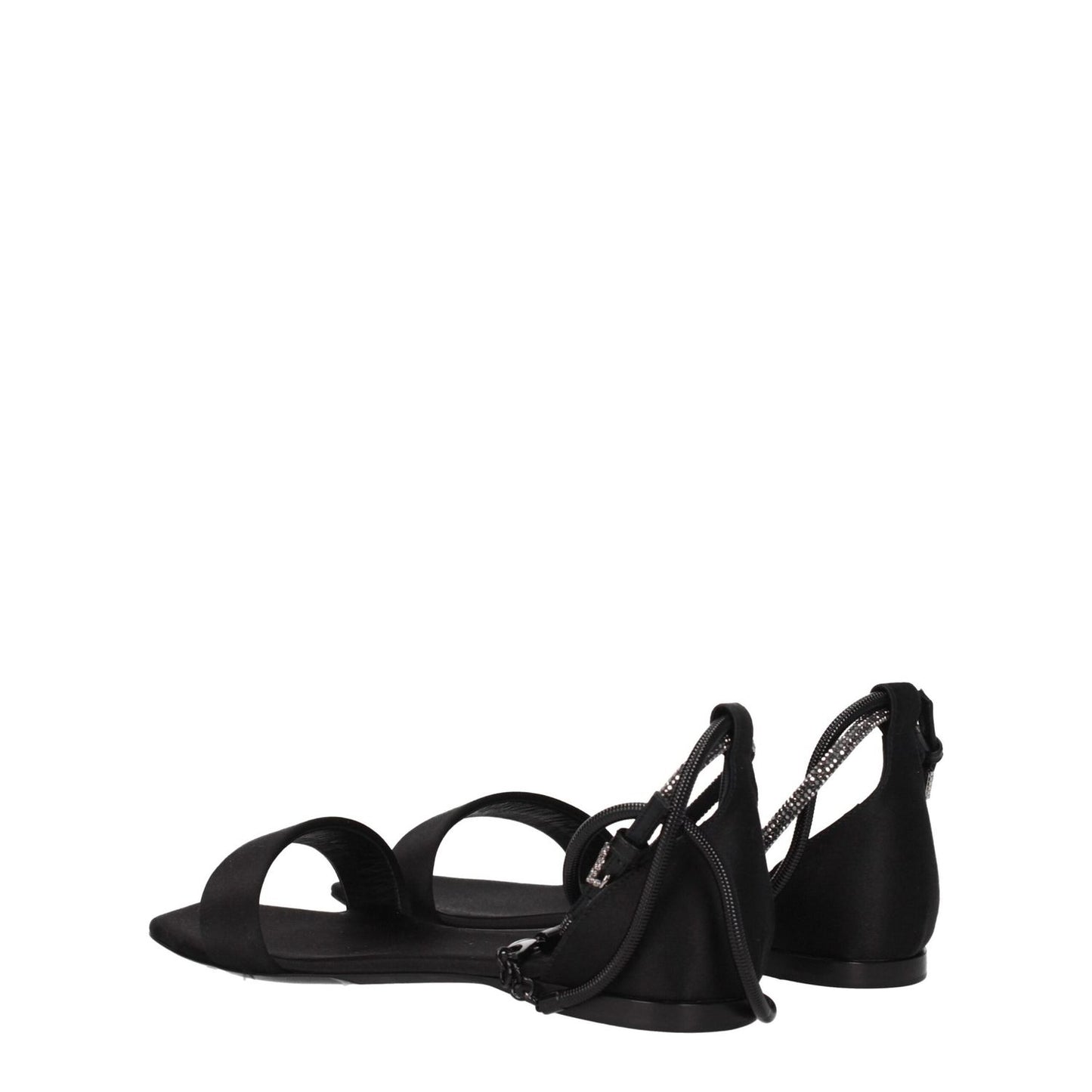 Max Mara Black Satin Flat Sandals