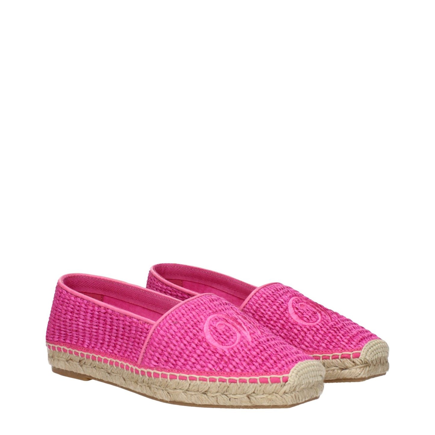Max Mara Pink Fabric Espadrilles with front logo detail and fuchsia woven material, MPN 24155210956022, code F84145.