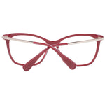 Max Mara Red Women Glasses Frame in full-rim butterfly style with plastic material, 54mm lens width, and branded case included.
