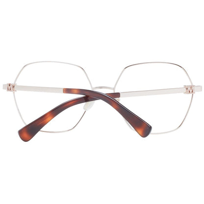 Max Mara Rose Gold Metal Glasses (Frames) for women, full-rim design with demo plastic lenses, includes branded case