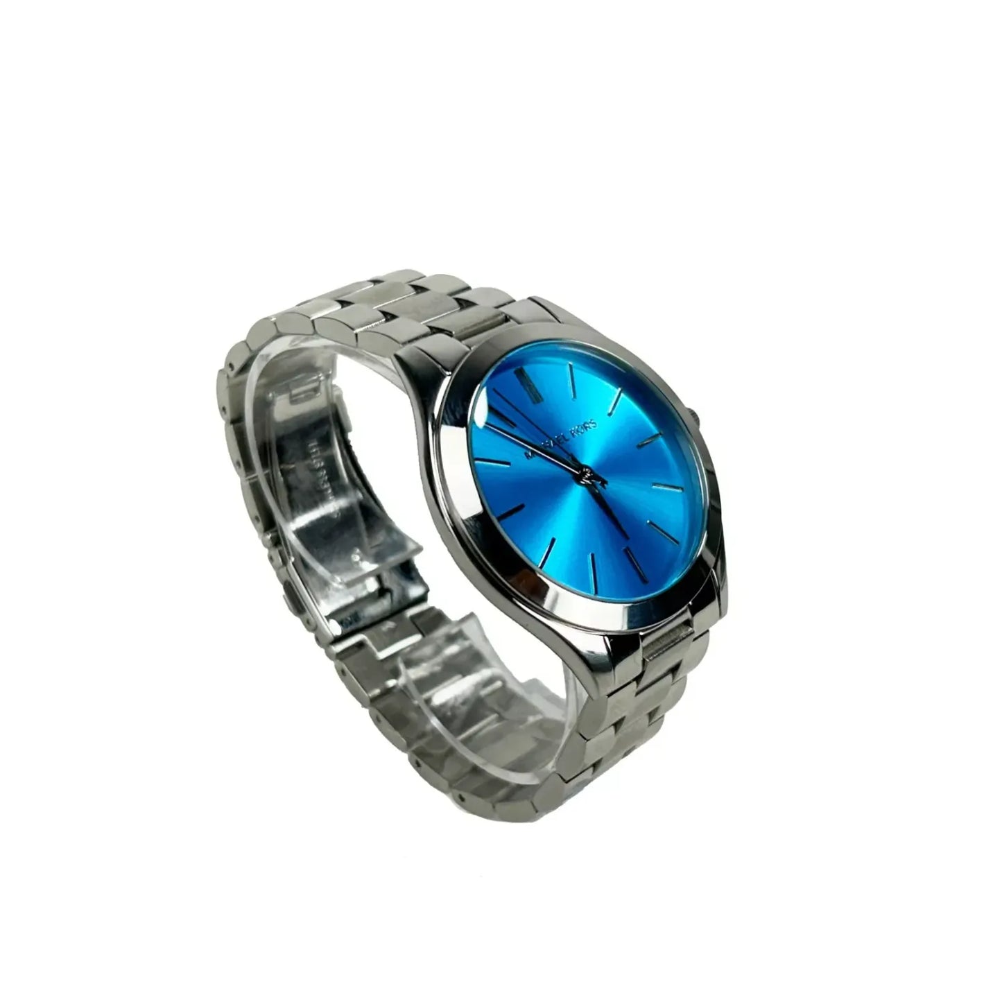 Michael Kors Slim Runway Stainless Steel Watch Blue Silver MK3292 NO BOX with minimalistic design and water resistance.