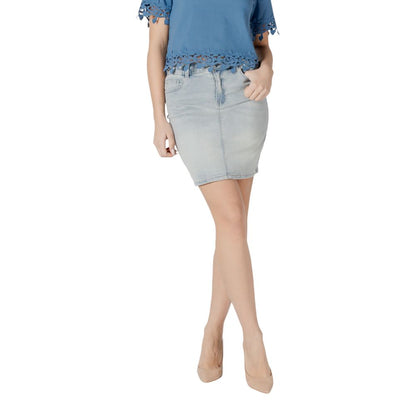 Morgan De Toi Blue Cotton Mini Skirt