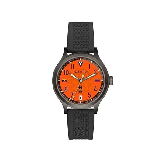 NAUTICA Mod. NAPCFS915 gent's watch, quartz analog movement, water resistant 5 ATM, orange dial, mineral case, comes in official box.