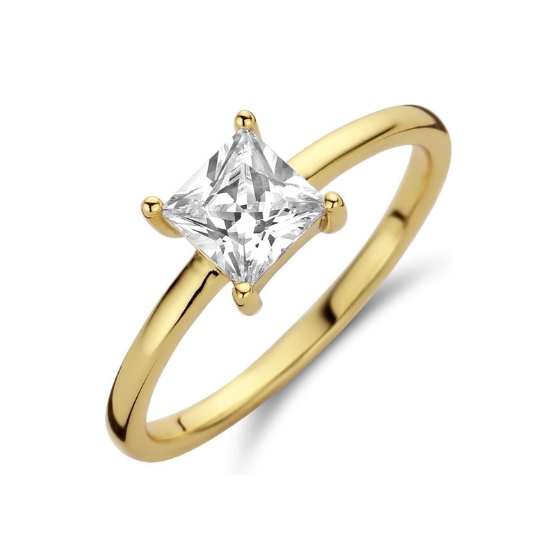 NEW BLING Mod. 9NB-0598-58 gold ring with a square-cut diamond centerpiece