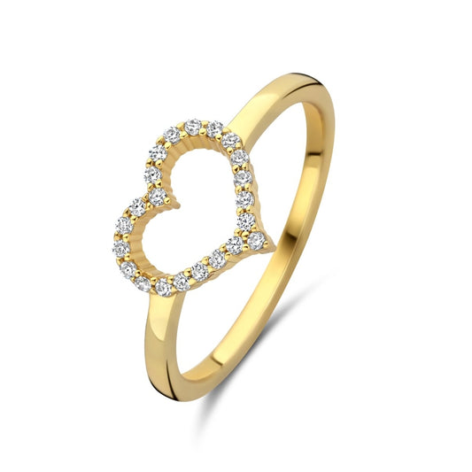 Gold heart-shaped ring with diamonds from NEW BLING Mod. 9NB-1447-56 collection