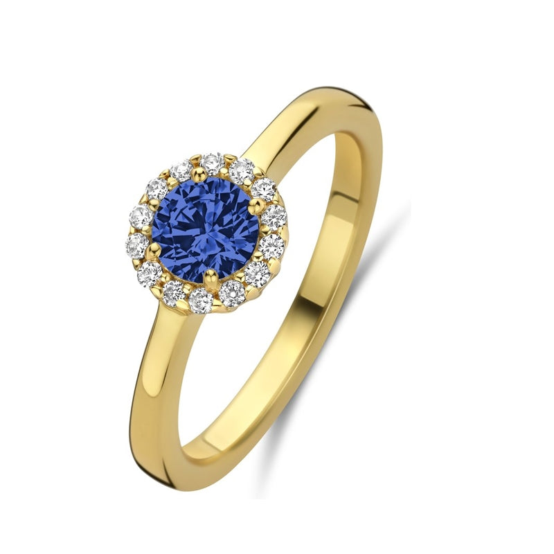 Elegant gold ring with blue gemstone featuring NEW BLING Mod. 9NB-1540-56