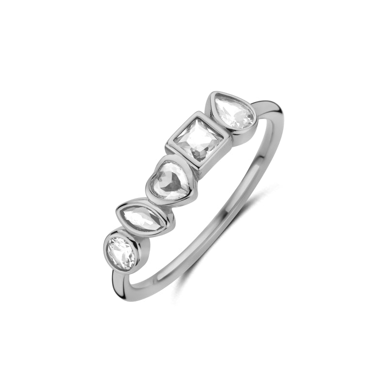 NEW BLING Mod. 9NB-1574-54 elegant silver ring with multiple stone settings