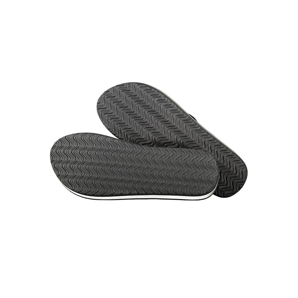 Napapijri Black Polyester Women Sandal with textured soles for comfort and style, ideal for trendsetters. Polyester and polyethylene material.
