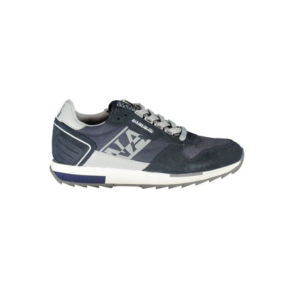 Napapijri Blue Leather Mens Sneaker with logo and contrasting details