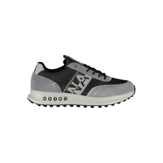 Napapijri Brown Leather Men Sneaker with mixed material design and bold athletic look