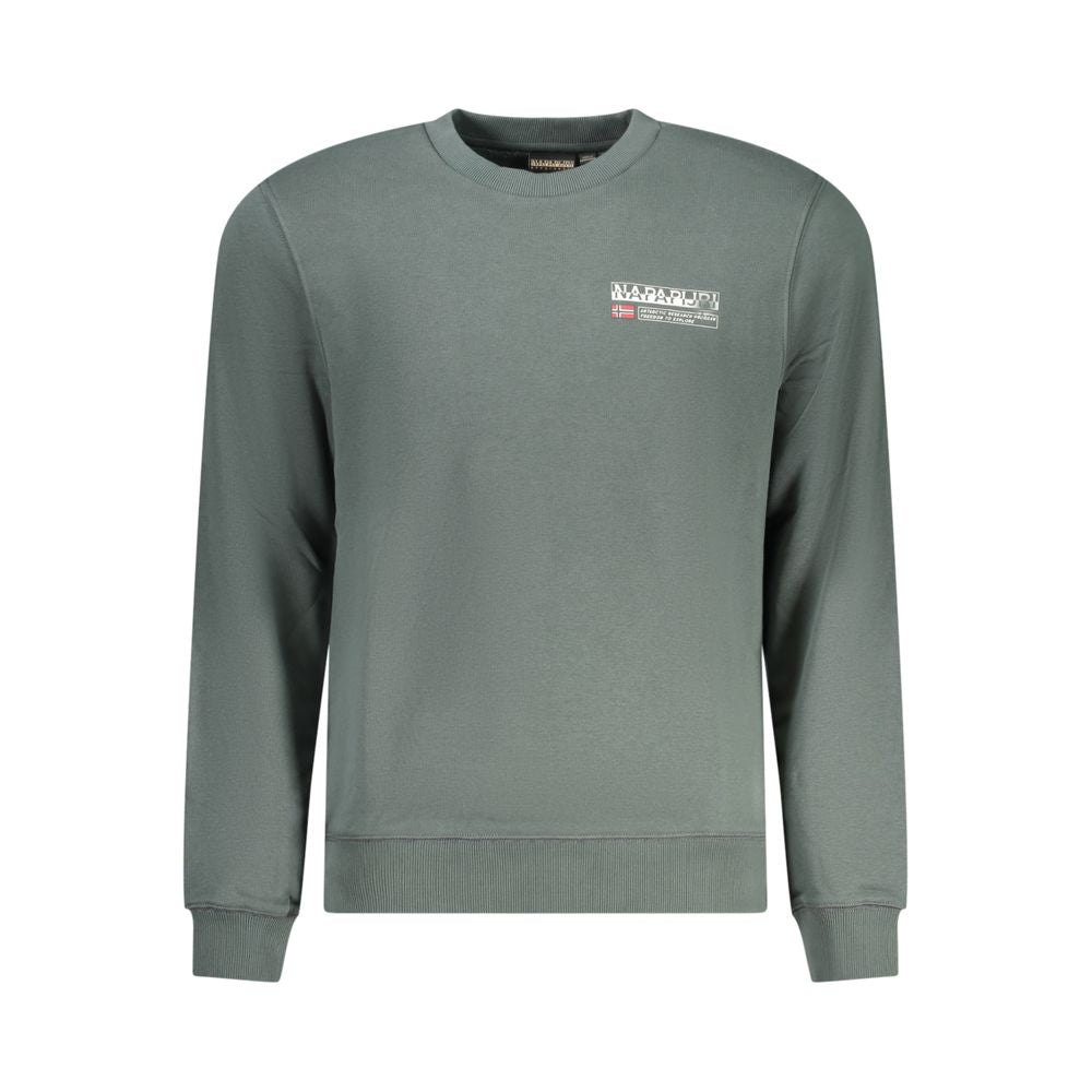 Napapijri Green Cotton Sweatshirt, long sleeve, regular fit, crew neck, with logo print