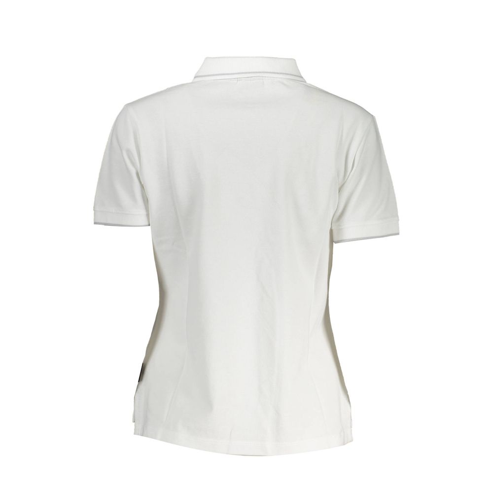 Napapijri White Cotton Women Polo Shirt back view with sleek design and contrasting details highlighting style and elegance.