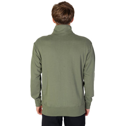 Back view of New Balance Green Cotton Sweatshirt with high collar and soft cotton fabric.