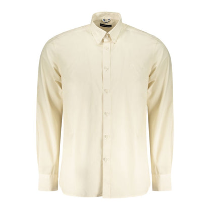 North Sails Beige Cotton Men Shirt with button-down collar and 2-button cuffs, showcasing timeless elegance and craftsmanship.