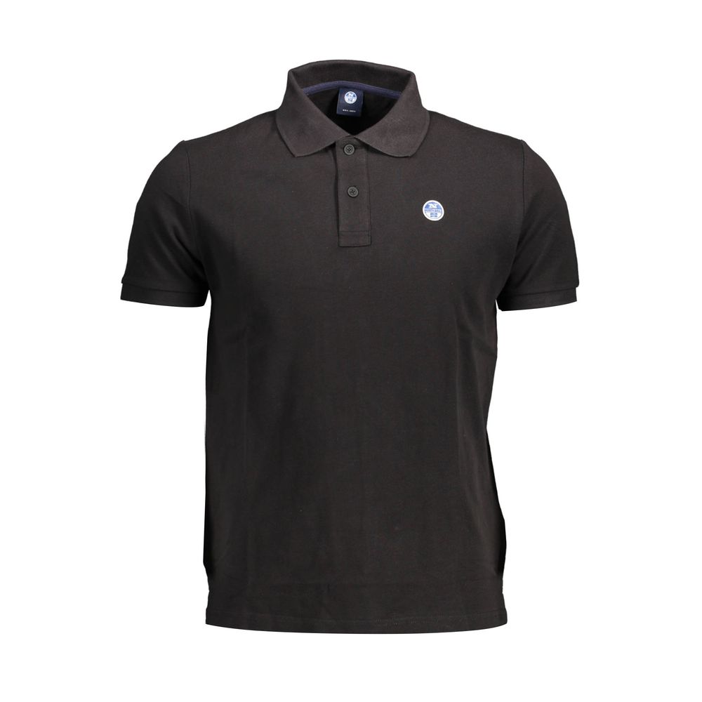 North Sails Black Cotton Men Polo Shirt with logo and two-button placket, showcasing premium casual wear craftsmanship.