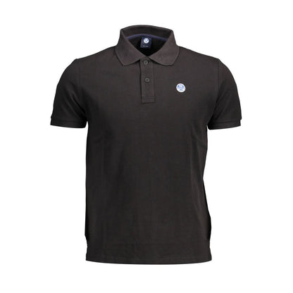 North Sails Black Cotton Men Polo Shirt with logo and two-button placket, showcasing premium casual wear craftsmanship.