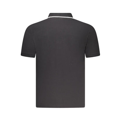 Back view of North Sails Black Cotton Mens Polo Shirt showcasing clean lines and contrasting collar detail for a stylish look.