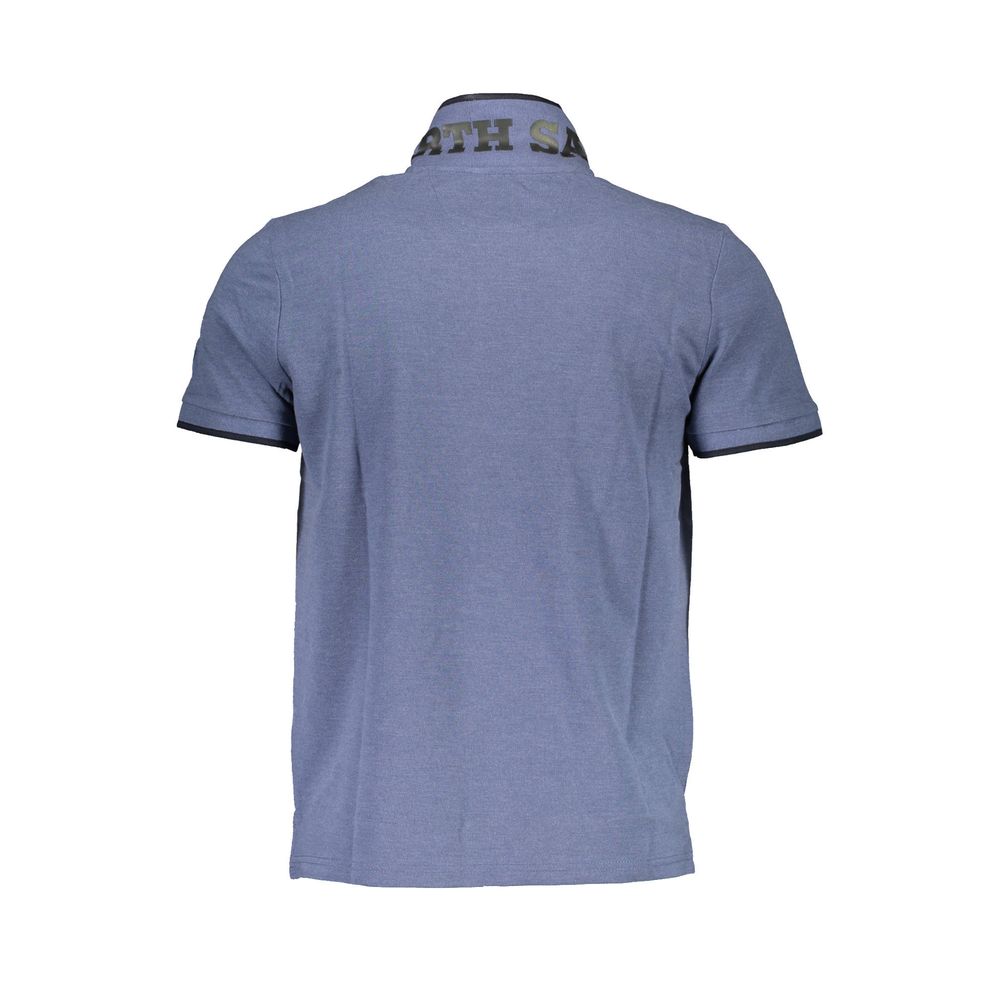 Back view of North Sails Blue Cotton Men Polo Shirt with contrasting details and logo
