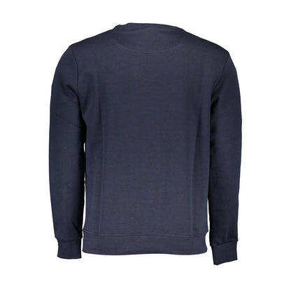 Rear view of North Sails Blue Cotton Men Sweater with long sleeves and crew neck design.