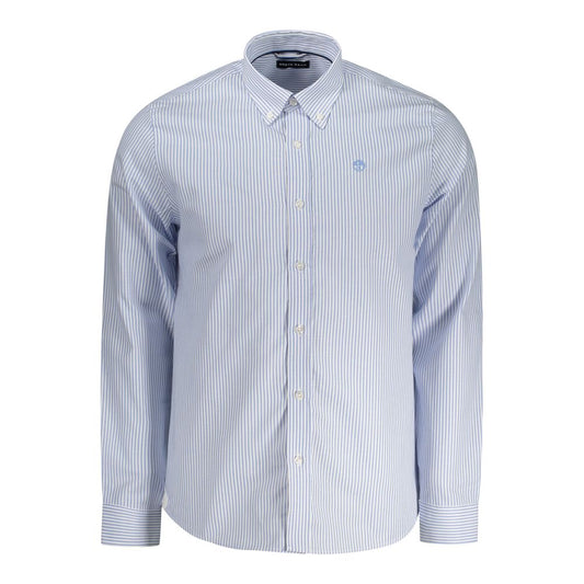 North Sails Light Blue Cotton Men Shirt with striped pattern and button-down collar