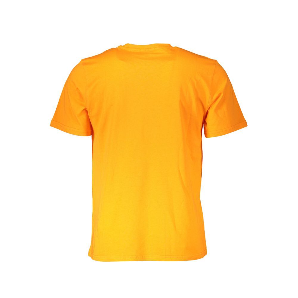 North Sails Orange Cotton Men T-Shirt with short sleeves and crew neck, featuring a sleek design for trendy confidence.