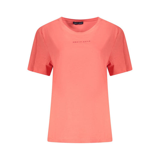 North Sails Pink Cotton Women T-Shirt with embossed print and wide neck cut, perfect for summer style