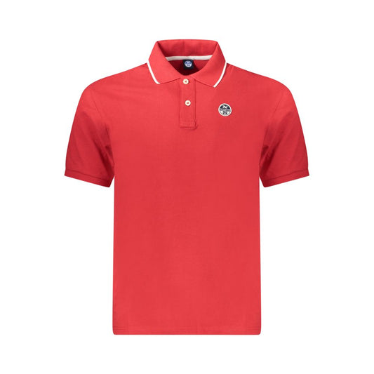 North Sails Red Cotton Men Polo Shirt with logo and contrasting details