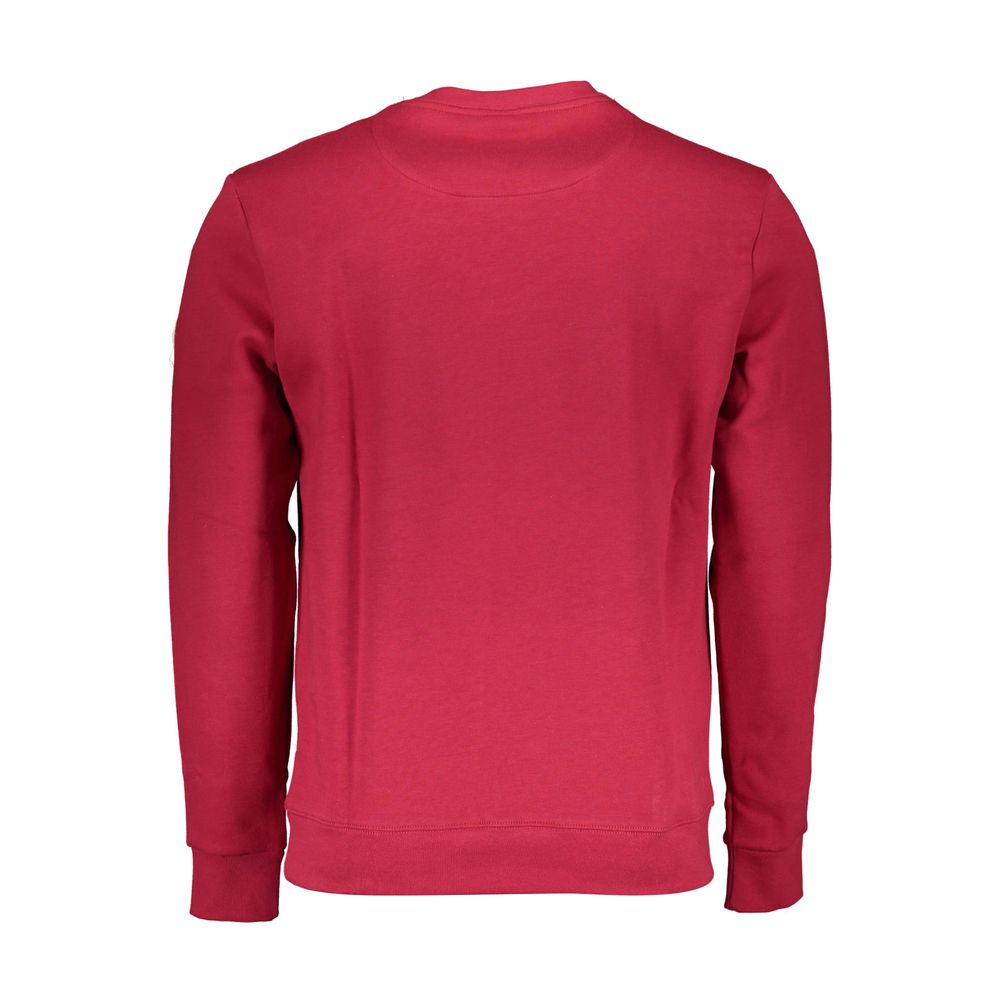 Back view of North Sails Red Cotton Men Sweater with long sleeves and iconic logo.